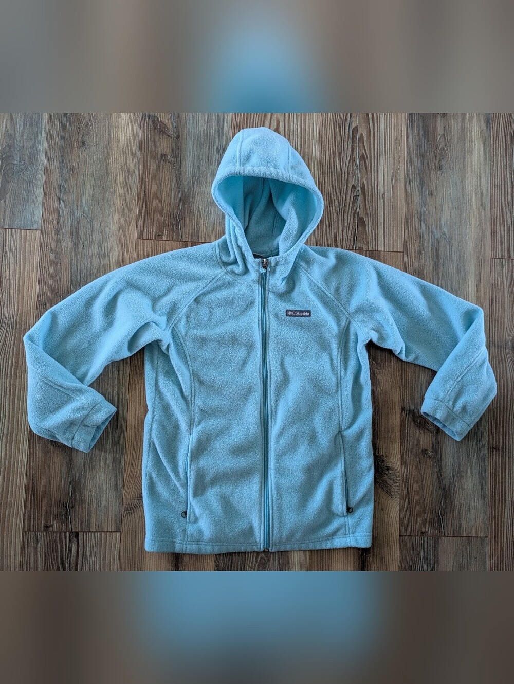 Columbia Light Blue Full Zip Hooded‎ Long Sleeve Fleece Jacket Youth XL 18-20